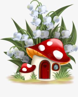 卡通可爱蘑菇花素材