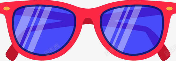 蓝色扁平卡通眼镜png免抠素材_新图网 https://ixintu.com 卡通眼镜 夏天 夏季 夏日 沙滩 海边 蓝色墨镜