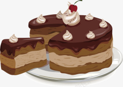 一个手绘巧克力蛋糕矢量图素材