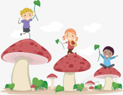 矢量卡通蘑菇上的蜗牛卡通蘑菇人物高清图片