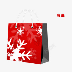 美观购物袋红色喜庆冬天购物袋高清图片