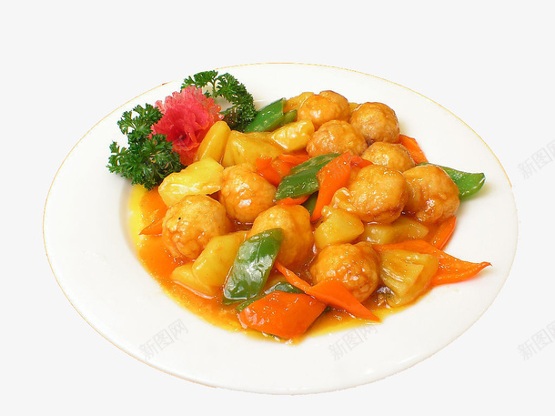 菠萝肉png免抠素材_新图网 https://ixintu.com 中华美食 传统美食 熟菜鲜花 美味 美味菠萝饭 餐饮美食