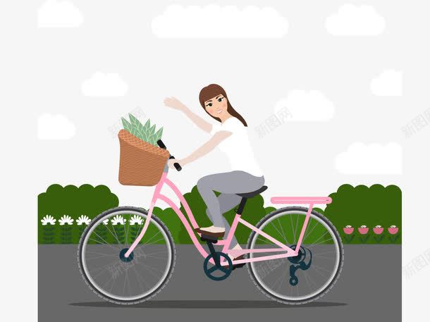 骑自行车png免抠素材_新图网 https://ixintu.com 可爱 女孩 美丽 自行车