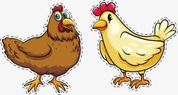 褐色大母鸡大公鸡和母鸡高清图片