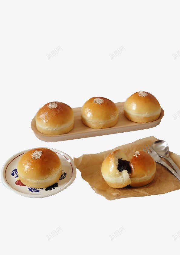 红豆餐包psd免抠素材_新图网 https://ixintu.com 红豆餐包 美食 西点 面包