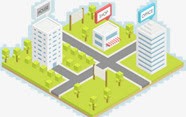 手绘城市建筑地图png免抠素材_新图网 https://ixintu.com 地图 城市 建筑