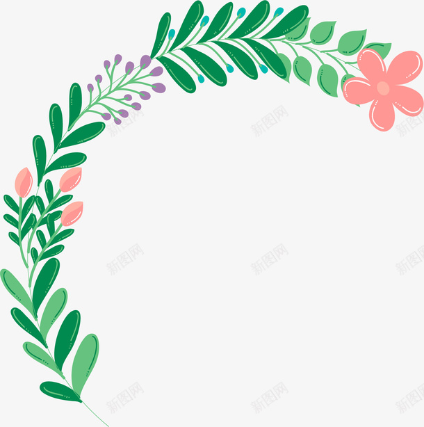鲜花和绿叶png免抠素材_新图网 https://ixintu.com 植物 矢量装饰 绿叶 花朵 装饰 装饰画