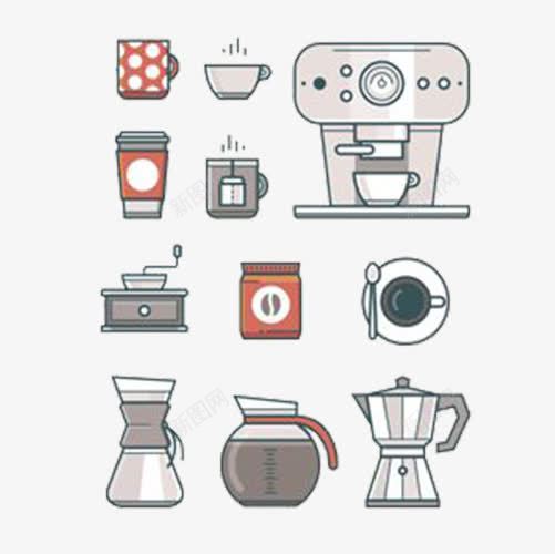 咖啡店器材图标png_新图网 https://ixintu.com 咖啡机 图标 搅拌 杯子