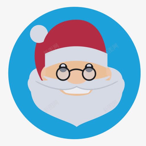 圣诞老人卡通蓝色圆形背景图标png_新图网 https://ixintu.com 卡通 圆形 圣诞老人 背景 蓝色