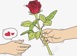 卡通送玫瑰的场景图素材
