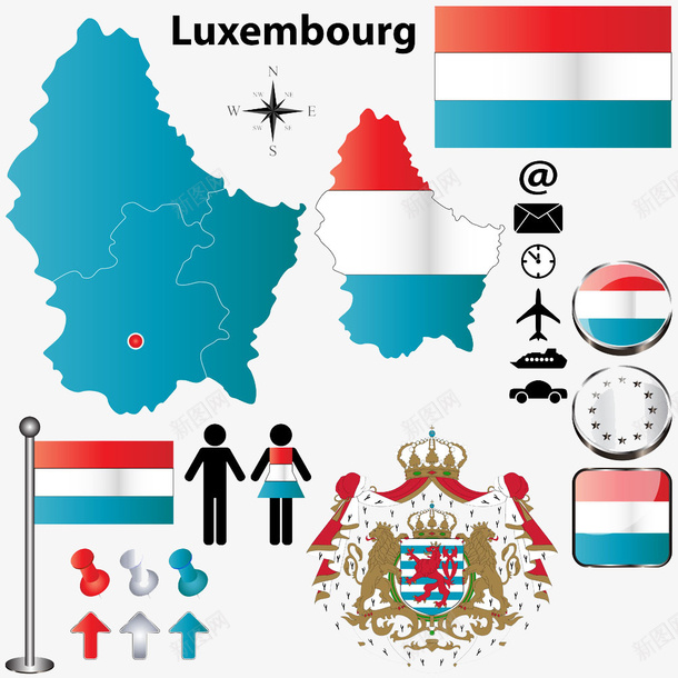 卢森堡国旗地图png免抠素材_新图网 https://ixintu.com 卢森堡 国旗 地图 蓝色