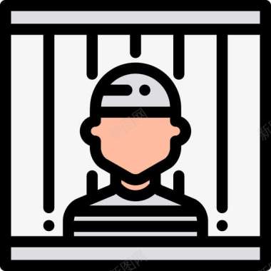 卡通监狱牢笼里的罪犯图标图标