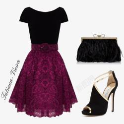 黑色紫色连衣裙素材