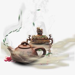 茶壶和茶水素材