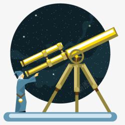 观测星空手绘天文望远镜高清图片