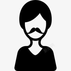 长满胡子的男人嬉皮风格男装图标高清图片