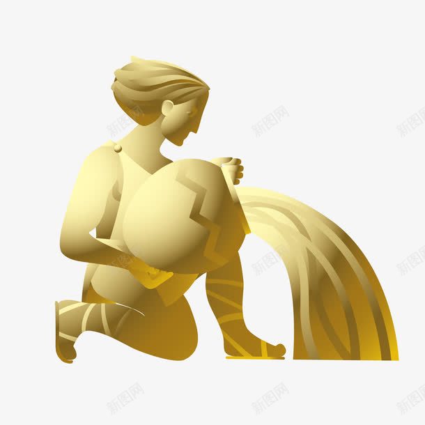 水瓶座png免抠素材_新图网 https://ixintu.com 卡通 星座 水瓶座 矢量素材 金色 雕像 雕像素材