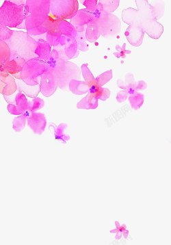 手绘粉色渐变花朵装饰素材