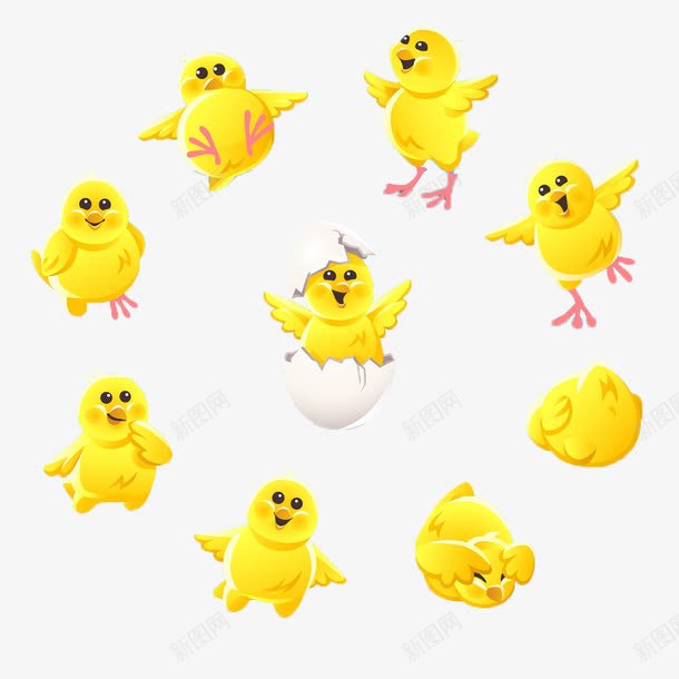 多种多样的卡通可爱黄色小鸡png免抠素材_新图网 https://ixintu.com 卡通 可爱 小鸡 黄色