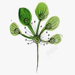 绿色手绘的花卉素材