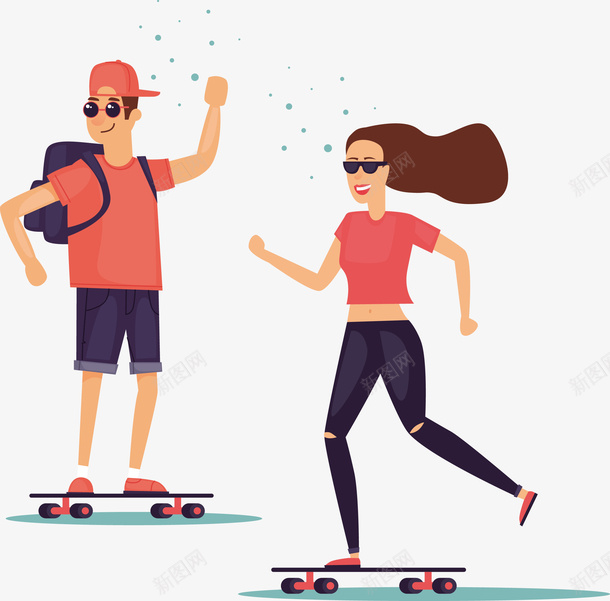 玩滑板的男女矢量图eps免抠素材_新图网 https://ixintu.com 滑板 滑板PNG 玩滑板 矢量滑板 矢量图