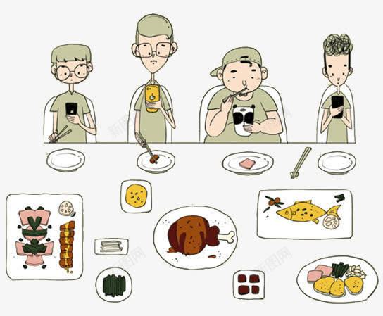聚会吃大餐png免抠素材_新图网 https://ixintu.com 卡通 手绘 网页