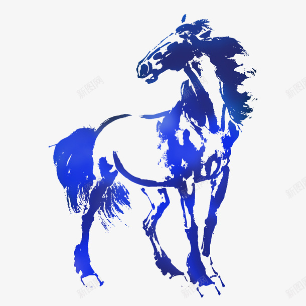 手绘蓝色马psd免抠素材_新图网 https://ixintu.com png图片素材 一匹马 免费png素材 蓝色的马 马