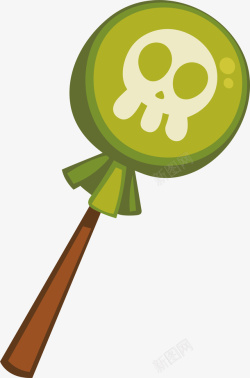 骷髅棒棒糖骷髅头绿色棒棒糖矢量图高清图片
