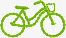创意绿色树叶连接自行车素材