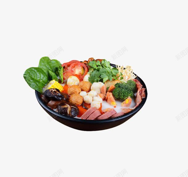 火锅碗里的食物png免抠素材_新图网 https://ixintu.com 丸子 产品实物 西兰花 西红柿 青菜 食物 香菇