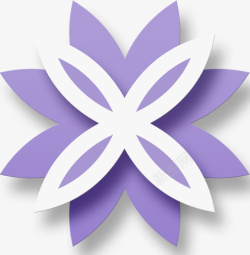 紫色白色传统花朵剪纸图案素材