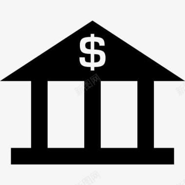 银行与美元符号图标图标