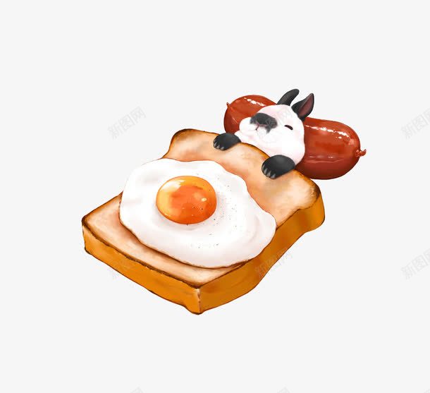 卡通三明治png免抠素材_新图网 https://ixintu.com 三明治 卡通 煎鸡蛋 食物 香肠