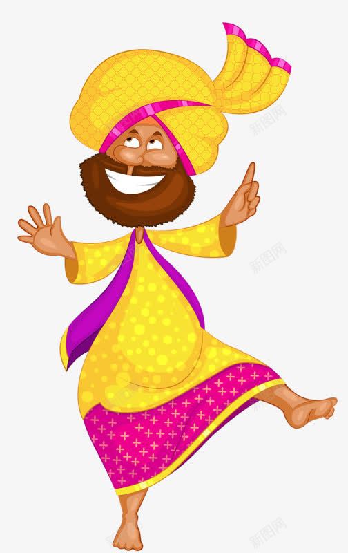 大笑的印度人png免抠素材_新图网 https://ixintu.com 卡通 印度人 头巾 手绘