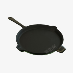 黑色煎锅双手柄黑色小型平底煎锅高清图片