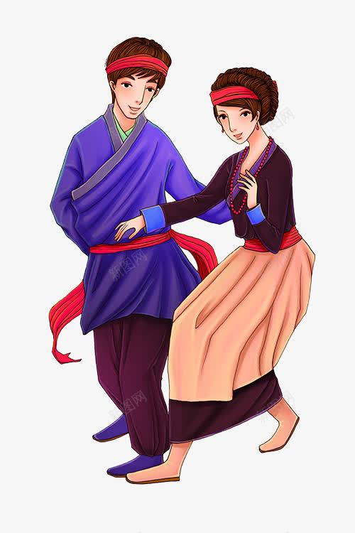 苗族男女png免抠素材_新图网 https://ixintu.com 传统文化 手绘 插画 苗族