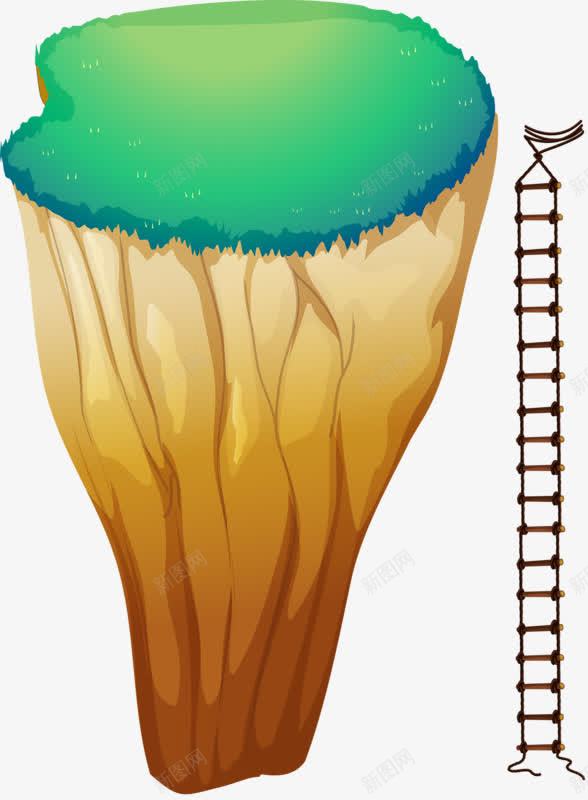 装饰图案png免抠素材_新图网 https://ixintu.com 卡通 大山 悬崖 梯子