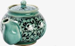 绿色瓷器茶壶中秋素材