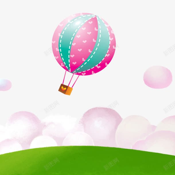 草地气球psd免抠素材_新图网 https://ixintu.com 儿童节元素 卡通素材 气球