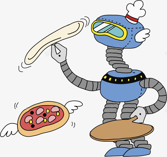 手绘机器人png免抠素材_新图网 https://ixintu.com 卡通 墨镜 手绘 机器人 灰色 翅膀 蓝色 食物