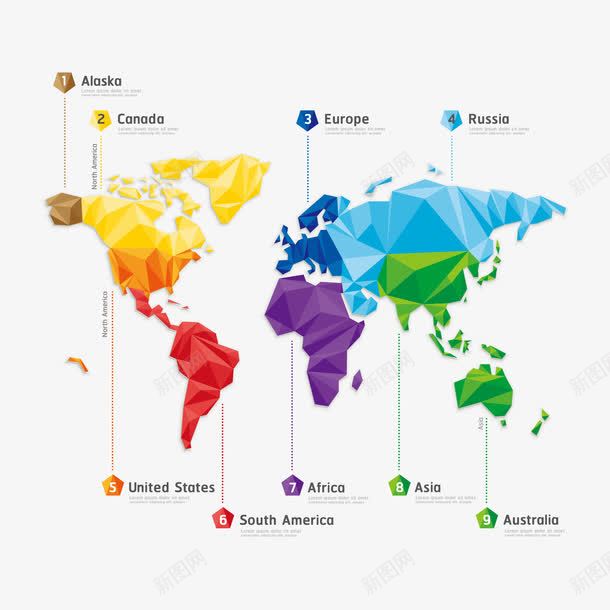 彩色世界地图png免抠素材_新图网 https://ixintu.com 世界地图 彩色 立体