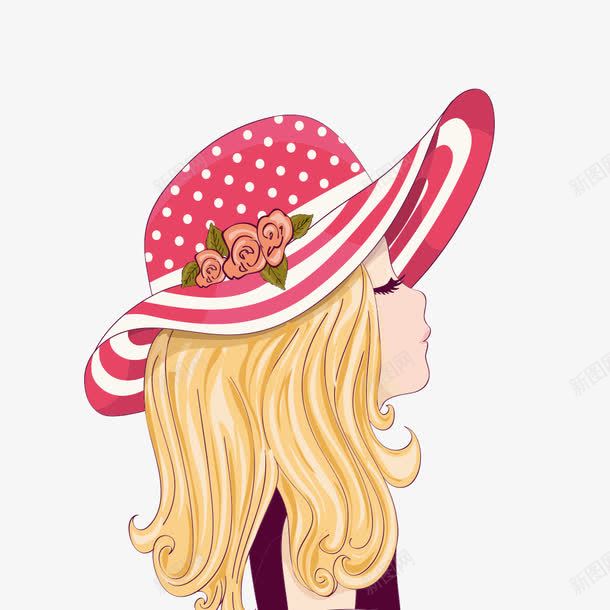 卡通手绘戴帽子的女孩png免抠素材_新图网 https://ixintu.com 免抠女孩 卡通 戴帽子的女孩 手绘 花朵装饰 金色的头发