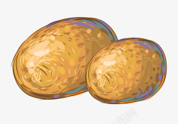 两个黄色圆润土豆蔬菜素描秋葵素素材