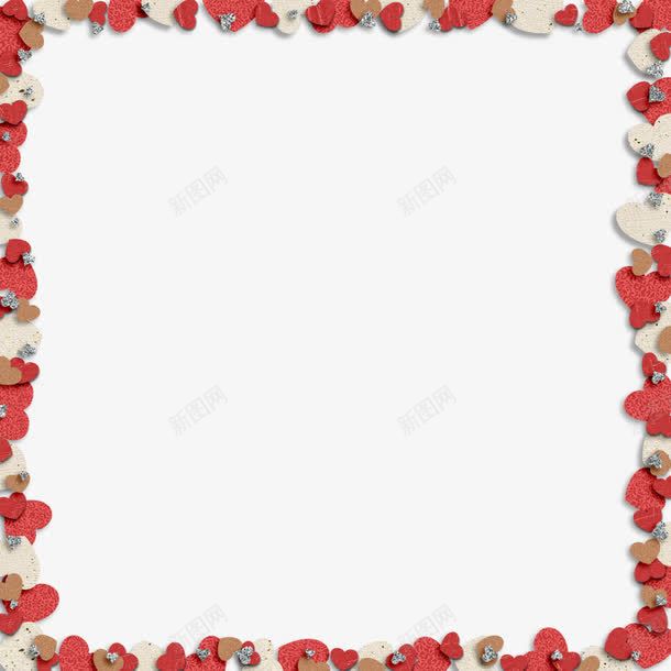 红白爱心边框png免抠素材_新图网 https://ixintu.com 创意设计 图案设计 爱心边框 红白