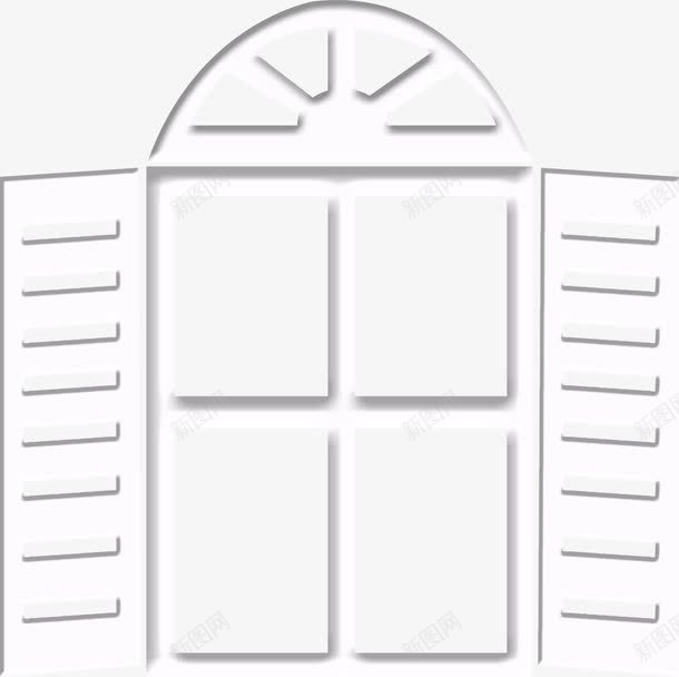 手绘卡通白色窗户png免抠素材_新图网 https://ixintu.com 卡通 白色 白色窗框 窗户
