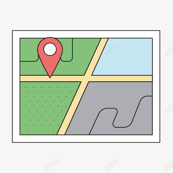 平面卡通地图坐标png免抠素材_新图网 https://ixintu.com 位置 位置坐标 卡通 地图 地标 定位 平面