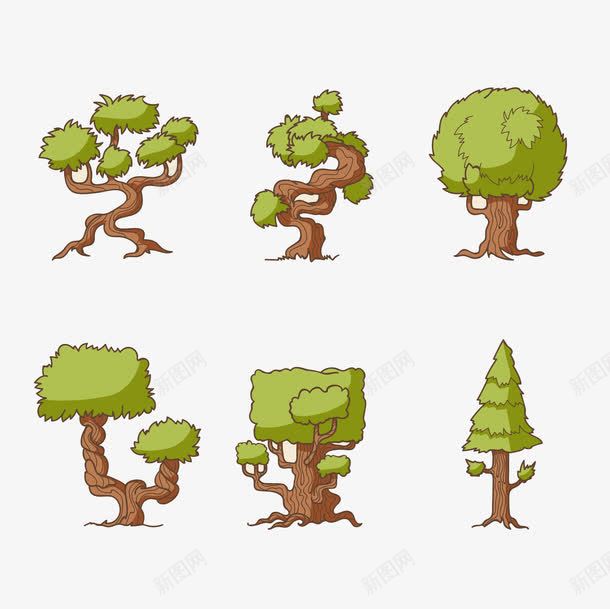 6款可爱卡通小树png免抠素材_新图网 https://ixintu.com 可爱卡通 小树 矢量图下载 绿树
