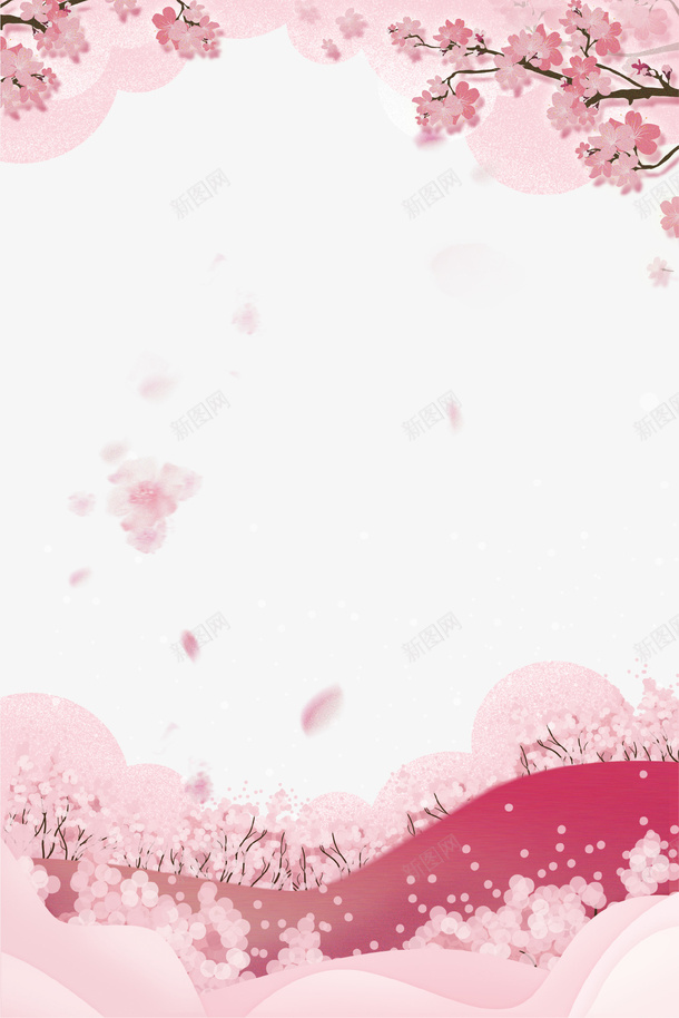 粉色清新唯美花朵装饰背景png免抠素材_新图网 https://ixintu.com 唯美 清新 粉色 背景 花朵 花瓣 装饰图案