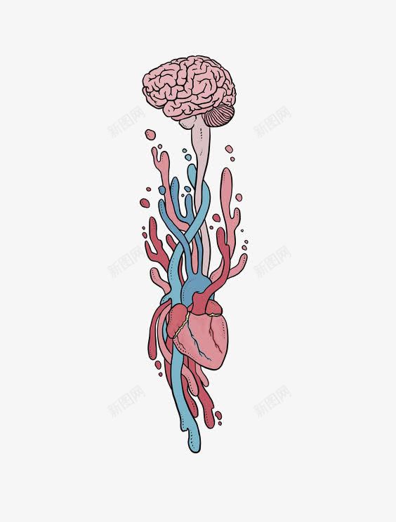 血管png免抠素材_新图网 https://ixintu.com 人体 创意 动脉 卡通 大脑 心脏 手绘 静脉