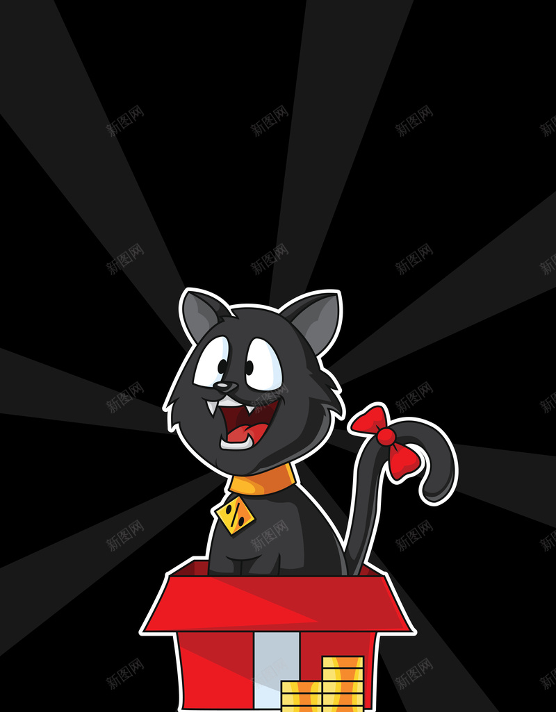 宠物猫咪红色盒子海报背景矢量图ai设计背景_新图网 https://ixintu.com 宠物 海报 清新 猫咪 盒子 背景 黑色 黑色背景 矢量图